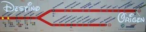 Mapa del recorrido del metro desde Disneyland París hasta el centro de París