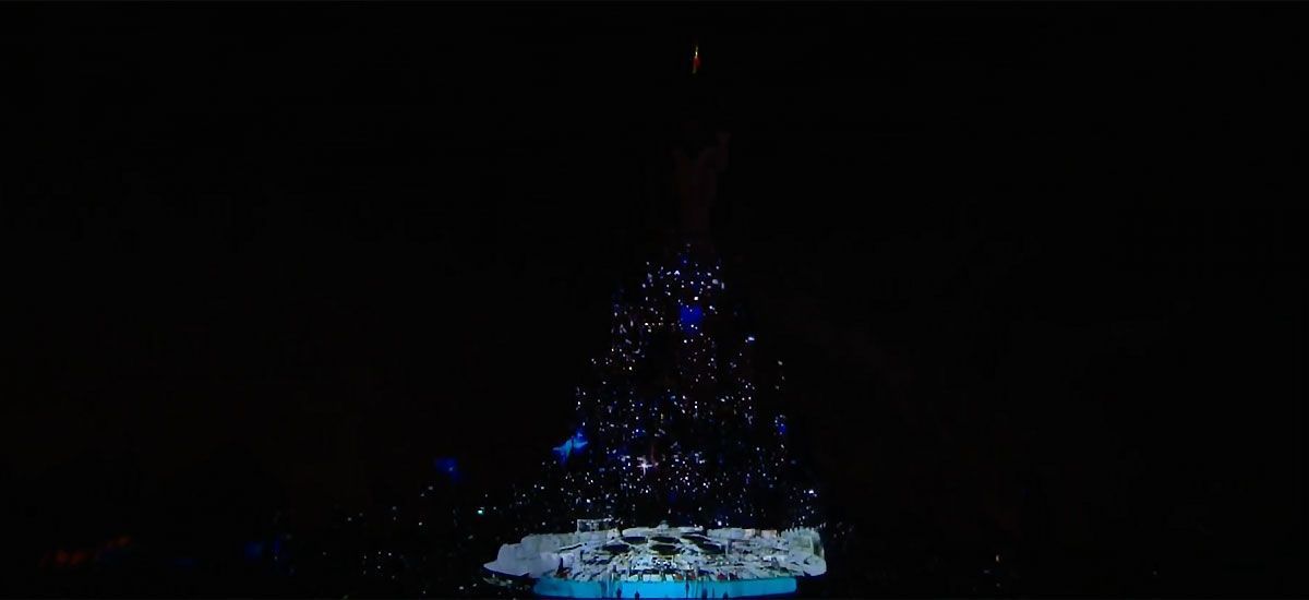 Escena de Star Wars en el espectáculo Disney Illuminations