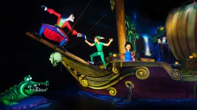 Atracción Peter Pan’s Flight en Disneyland Paris, vuelo en barco sobre Nunca Jamás
