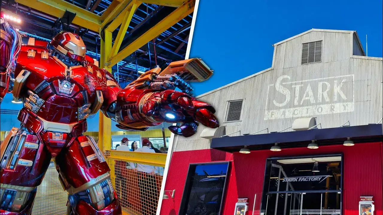 Restaurante de comida rápida en Disneyland París con pizzas caseras, ensaladas, pasta fresca y opciones vegetarianas, ambientado en una antigua cadena de montaje de Howard Stark, con reliquias de S.H.I.E.L.D. y la armadura HulkBuster de Tony Stark.